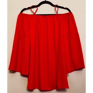 Red off the shoulder blouse